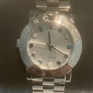 Marc Jacobs Silver Watch with Gem Accents. Needs battery.